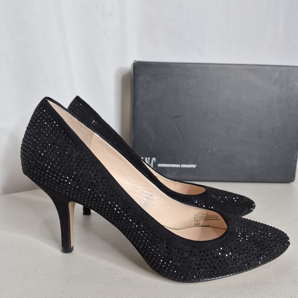 INC International Concepts Shoes - INC International Concepts Zitah3 Black Rhinestone Pumps - Size 8